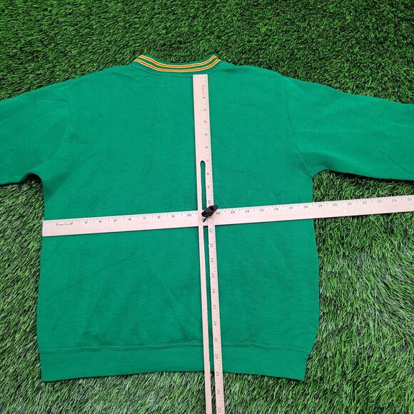 Vintage 80s Blank Ringer Sweatshirt Women Medium 18x21 Green - Picture 6 of 9